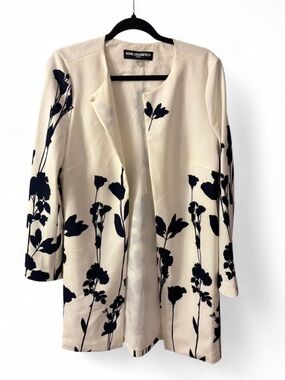 Karl Lagerfeld Cream Coat with Navy Floral Silhouette